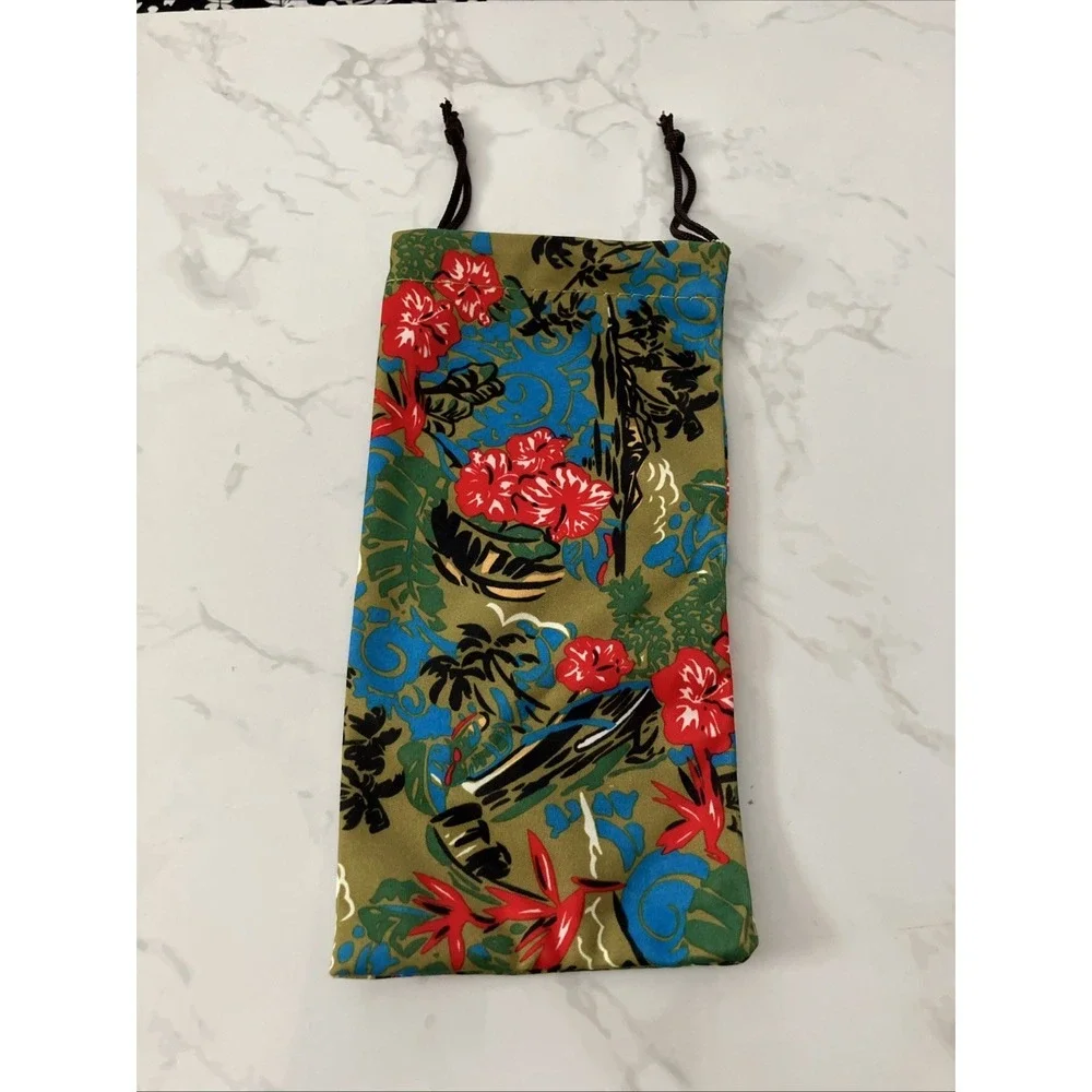 Maui Jim Tropical Floral Microfiber Drawstring Storage/Cleaning Pouch Authentic